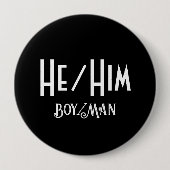 HE/HIM BOY/MAN ROUND Blackボタン 缶バッジ (正面)