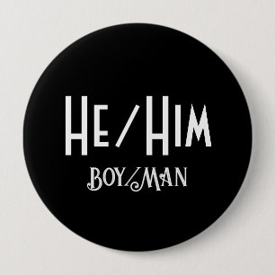 HE/HIM BOY/MAN ROUND Blackボタン 缶バッジ