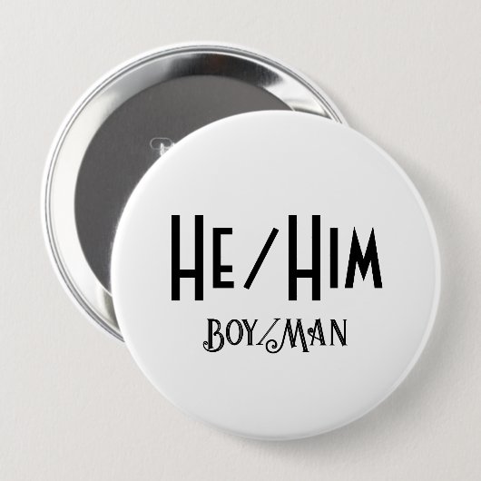 HE/HIM BOY/MAN ROUND WHITEボタン 缶バッジ (正面&裏面)