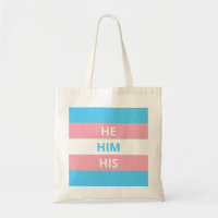 He/Him/Hisの代名詞のトランス・ジェンダーの旗の予算のトート