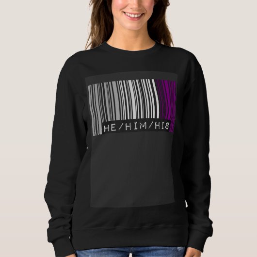 He Him His Pronouns Asexual Pride Flag Barcode Aes スウェットシャツ (正面)