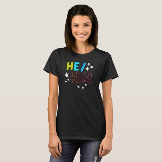 He Him  Male Gender Pronouns LGBTQ Non Binary Colo Tシャツ (正面フル)