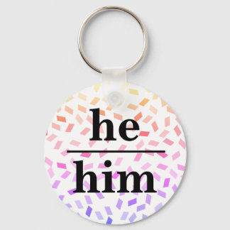 He him pastel rainbow sprinkles pronoun  keychain キーホルダー