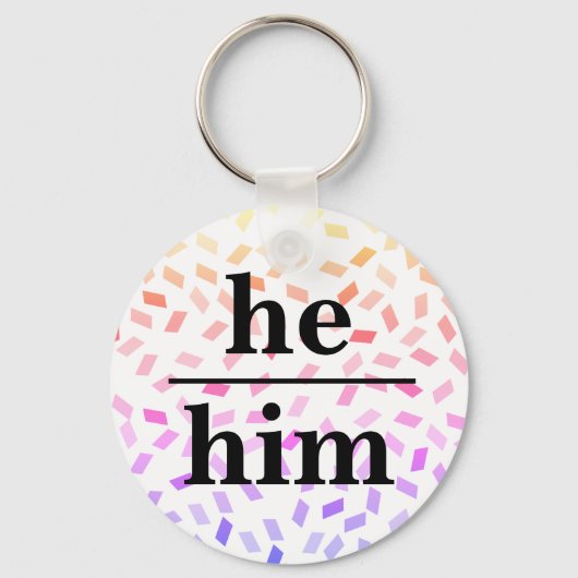 He him pastel rainbow sprinkles pronoun  keychain キーホルダー (正面)