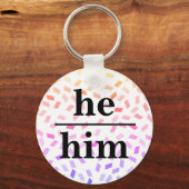 He him pastel rainbow sprinkles pronoun  keychain キーホルダー (正面)