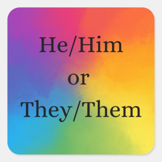 He/HisまたはThey/Them代名詞シール スクエアシール (正面)