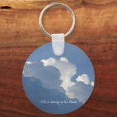 He is Coming in the Clouds Christian Quote キーホルダー (正面)