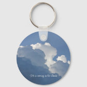 He is Coming in the Clouds Christian Quote キーホルダー (裏面)