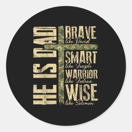 He Is Dad Camo Religious Father's Day Christian Da ラウンドシール (正面)