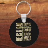 He Is G-dad Camo Religious Father's Day Christian  キーホルダー (正面)