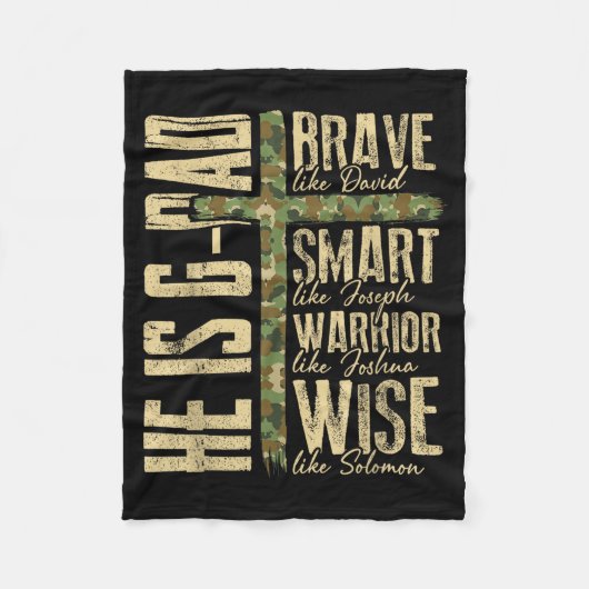 He Is G-dad Camo Religious Father's Day Christian  フリースブランケット (正面)