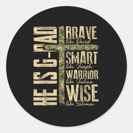 He Is G-dad Camo Religious Father's Day Christian ラウンドシール (正面)