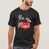 He is Mine Mens She is Mine Matching Couple Valent Tシャツ (正面)