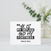 He Is My Refuge and My Fortress – Psalm 91:2 Bible シーズンポストカード (スタンド正面)