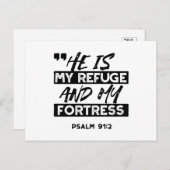 He Is My Refuge and My Fortress – Psalm 91:2 Bible シーズンポストカード (正面/裏面)