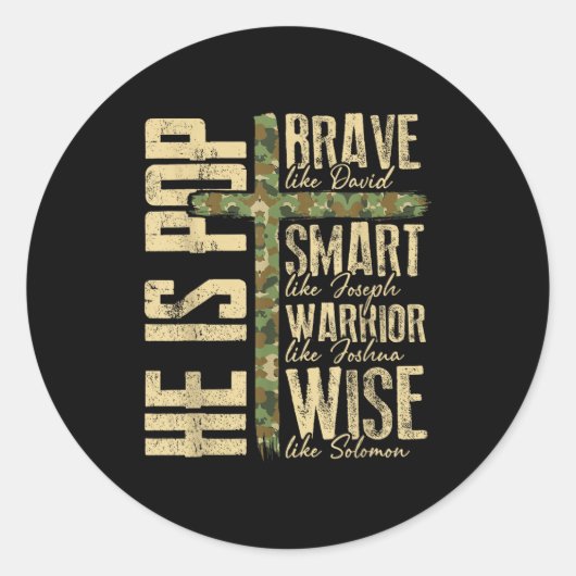 He Is P Camo Religious Father's Day Christian Dad  ラウンドシール (正面)