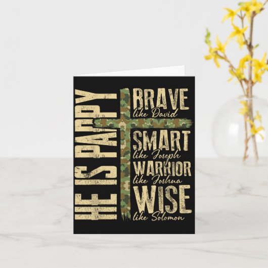 He Is Pappy Camo Religious Father's Day Christian  カード (黄色い花)