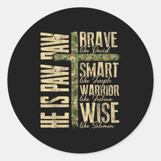 He Is Paw Paw Camo Religious Fathers Day Christian ラウンドシール (正面)