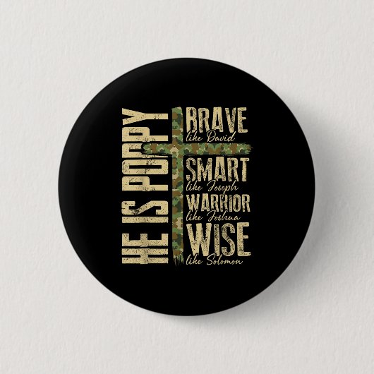 He Is Ppy Camo Religious Father's Day Christian Da 缶バッジ (正面)