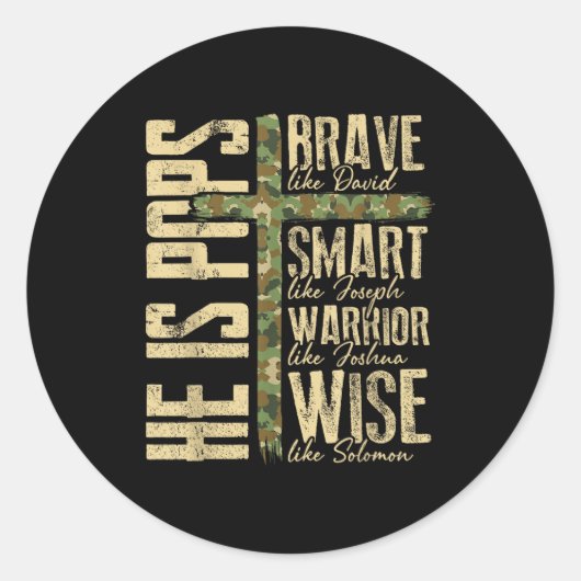 He Is Ps Camo Religious Father's Day Christian Dad ラウンドシール (正面)