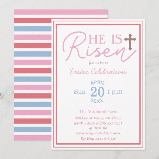 He is Risen| パステルカラーのイースター招待状 招待状 (正面/裏面)