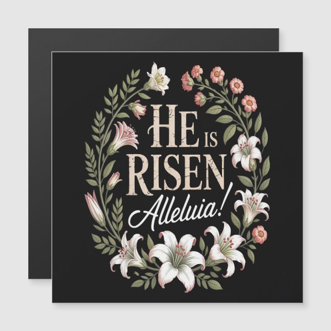 He Is Risen Alleluia Floral Christian Easter (正面/裏面)