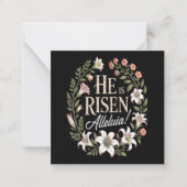 He Is Risen Alleluia Floral Christian Easter ノートカード (正面)
