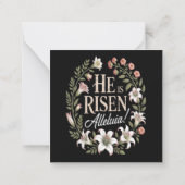 He Is Risen Alleluia Floral Christian Easter ノートカード (裏面)