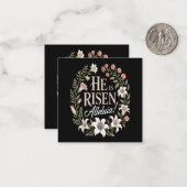He Is Risen Alleluia Floral Christian Easter ノートカード (正面/裏面インサイチュ)