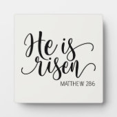 He is Risen Bible Verse Ivory Inspirational フォトプラーク (正面)