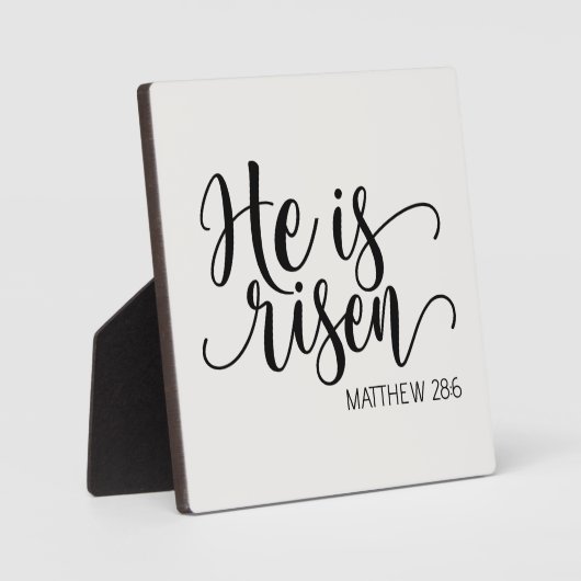 He is Risen Bible Verse Ivory Inspirational フォトプラーク (正面)