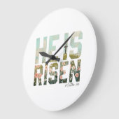He is Risen Boho Easter Christian Jesus ラージ壁時計 (傾斜)