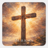 He Is Risen Christian Easter スクエアシール (正面)