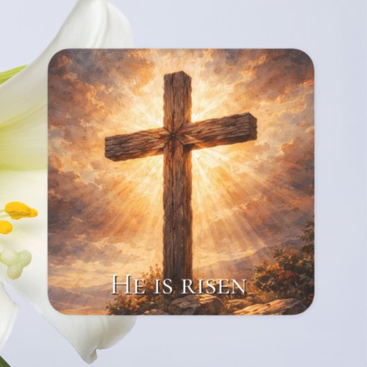He Is Risen Christian Easter スクエアシール