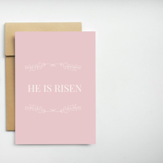 He Is Risen Christian Easter Card – Soft Pink シーズンカード