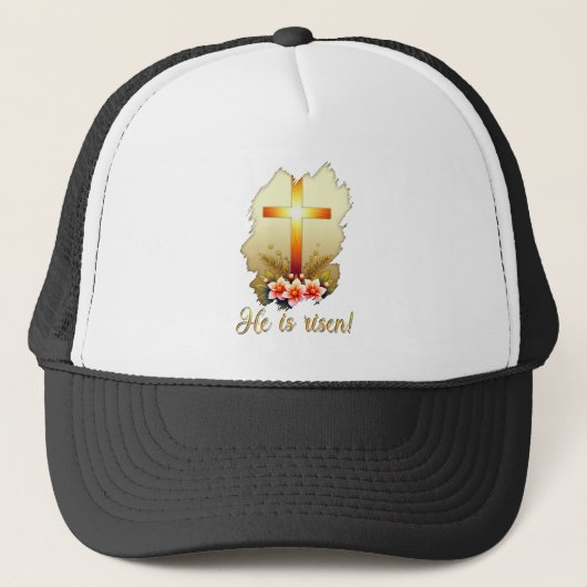 He Is Risen – Christian Easter Cross Art - boné キャップ (正面)