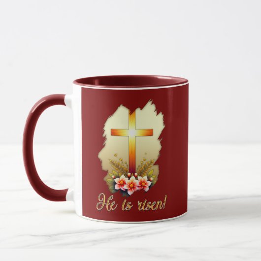 He Is Risen – Christian Easter Cross Art - caneca マグカップ (左)
