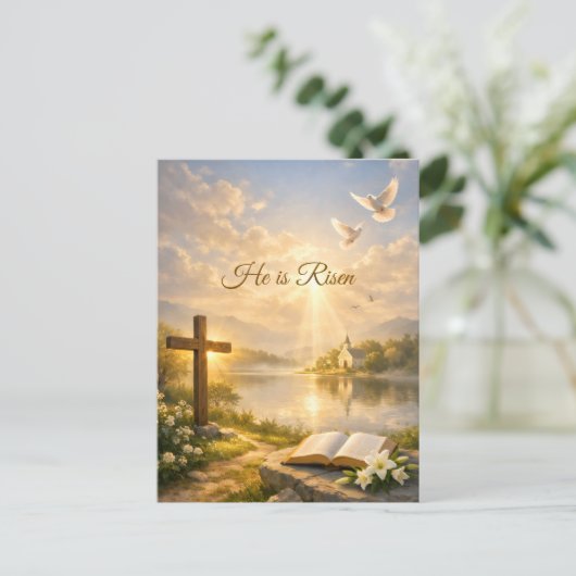 He Is Risen Christian Easter Resurrection ポストカード (スタンド正面)