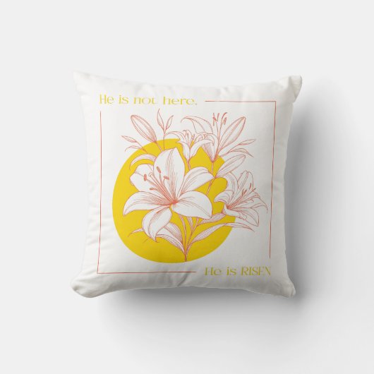 He is RISEN! - Coral + Yellow Lily クッション (正面)