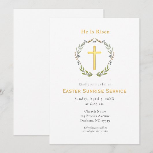  He is Risen Cross Easter Sunrise service 招待状 (正面/裏面)