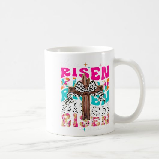 He Is Risen Cross Jesus Easter Christian Religious コーヒーマグカップ (右)