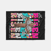 He Is Risen Cross Jesus Easter Christian Religious フリースブランケット (正面(横))