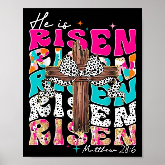 He Is Risen Cross Jesus Easter Christian Religious ポスター (正面)