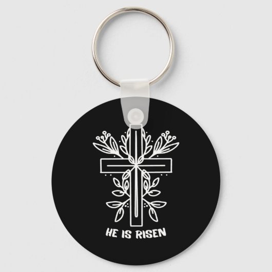 He Is Risen Cross Jesus Religious Easter Day Chris キーホルダー (正面)