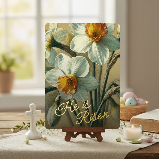 He Is Risen Daffodil Floral Gold Foil Card 箔シーズンカード