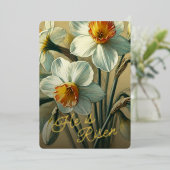 He Is Risen Daffodil Floral Gold Foil Card 箔シーズンカード (立ち正面)