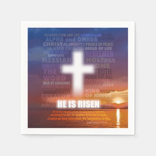 He is Risen - Easter スタンダードカクテルナプキン (正面)