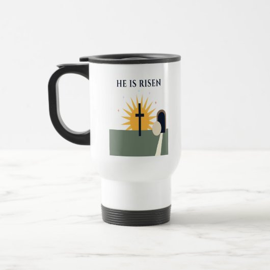 He Is Risen Easter 2026 Christian Travel Mug トラベルマグ (左)