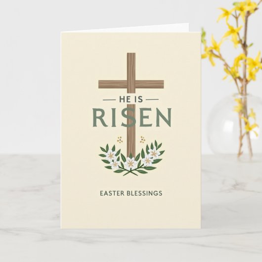 He Is Risen Easter Blessings Card カード (黄色い花)
