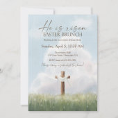 He Is Risen Easter Brunch Cross Resurrection 招待状 (正面)